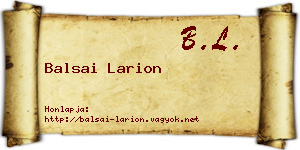 Balsai Larion névjegykártya